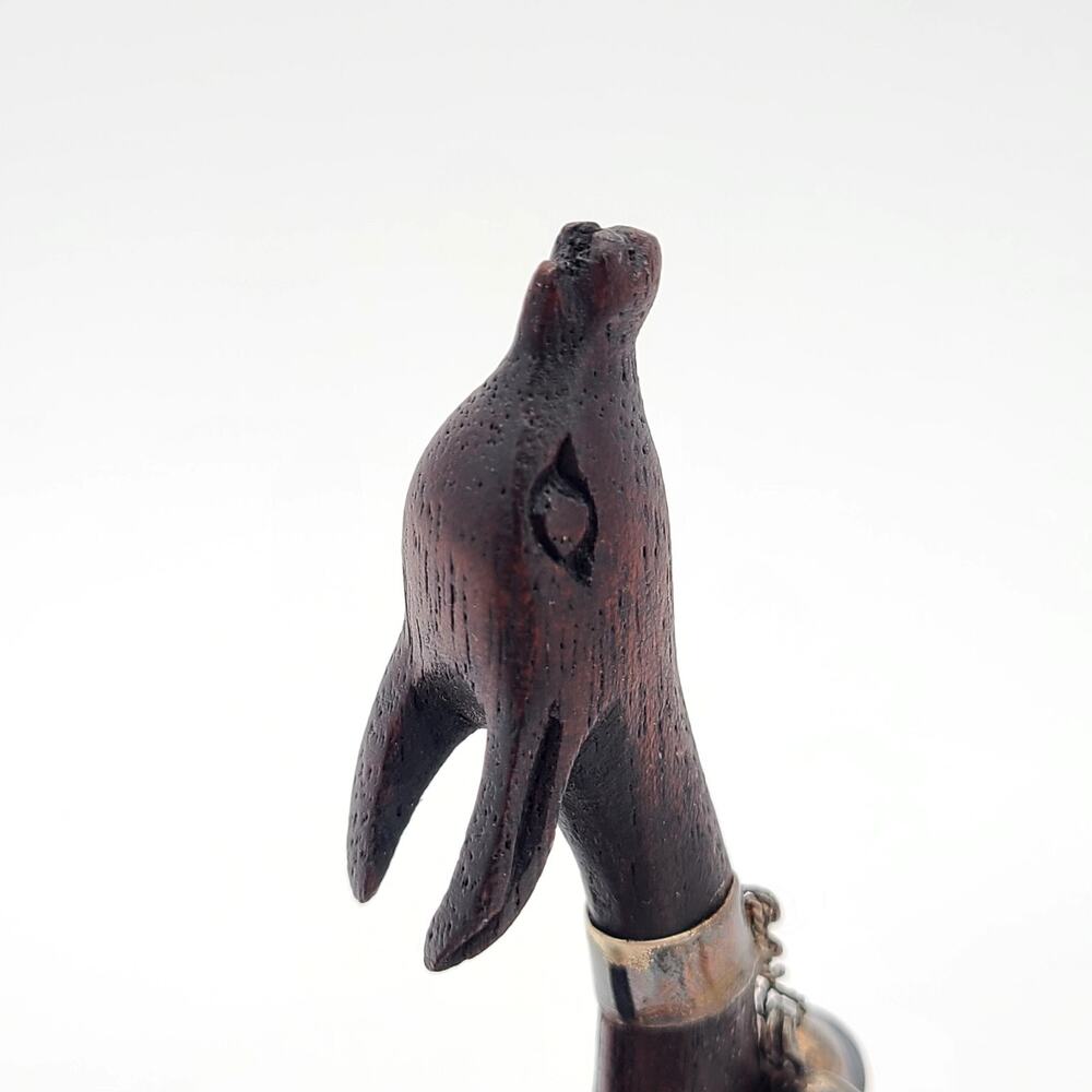 Vintage Wood Hand Carved Llama Alpaca Figurines with Sterling Silver Bells Peru - Picture 7 of 8
